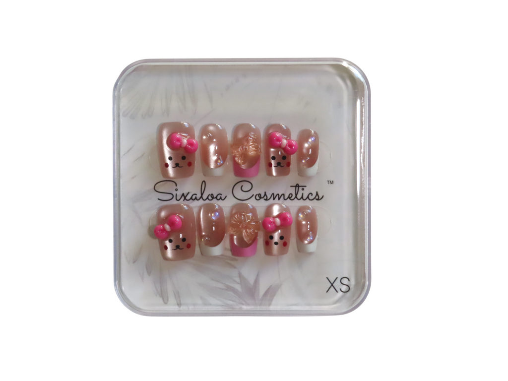 Press-on Nails Pink Bear Design - Extra Small