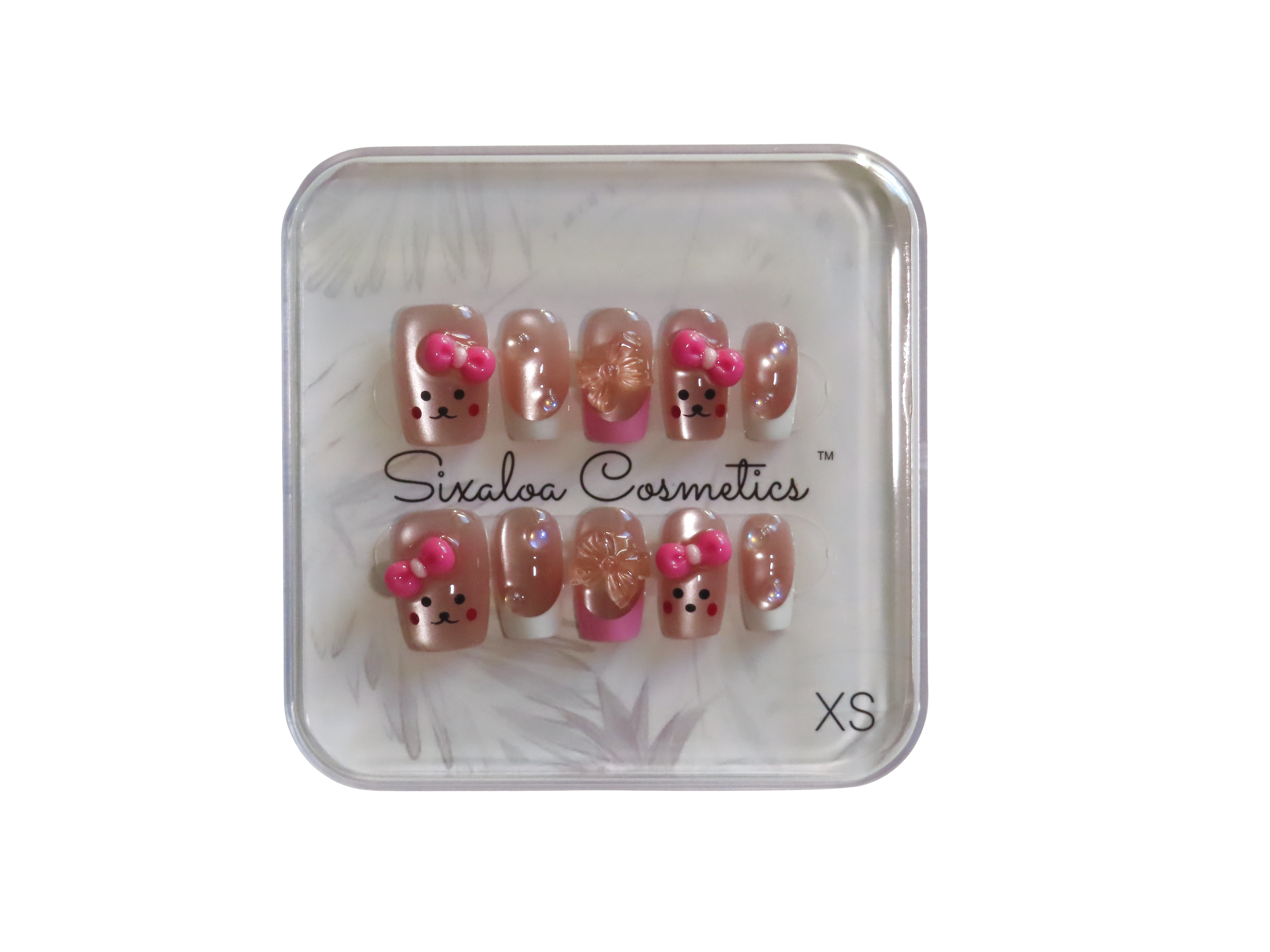 Press-on Nails Pink Bear Design - Extra Small