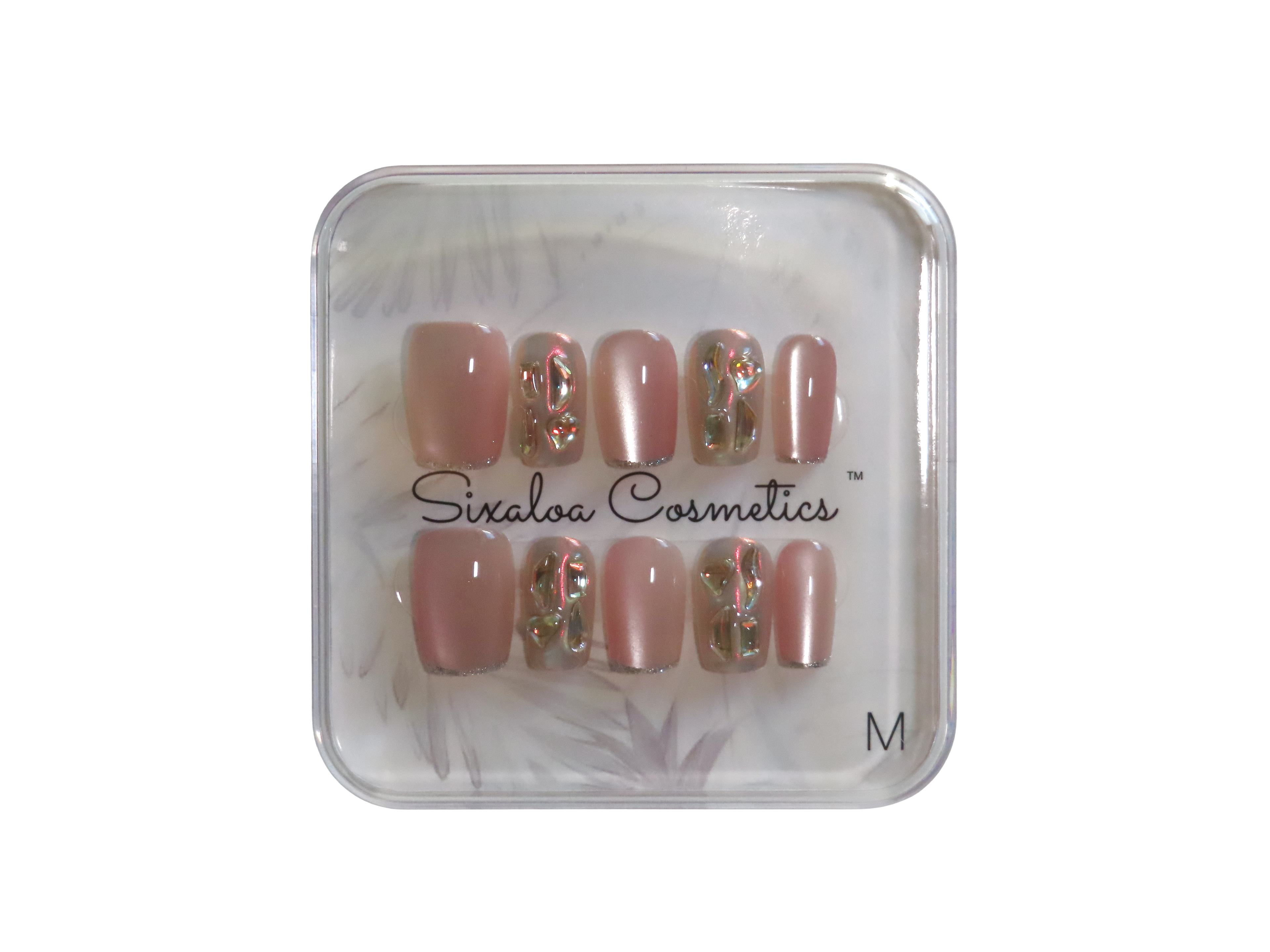 Pink Silver Chrome Press-on Nails - Medium