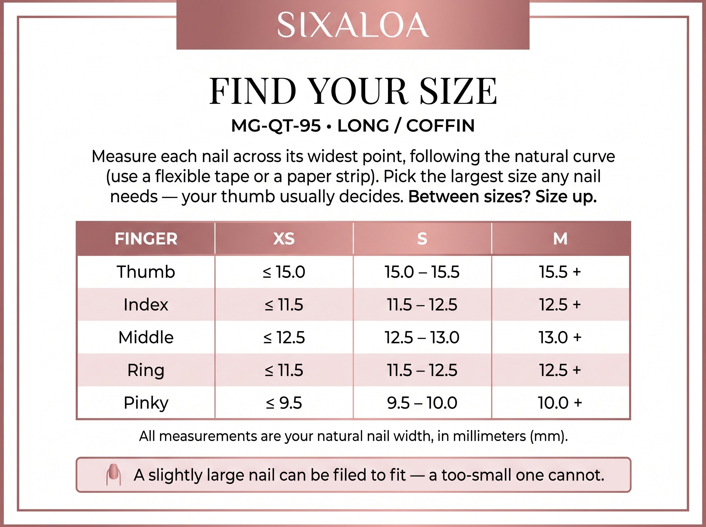 Sixaloa size chart — find your size