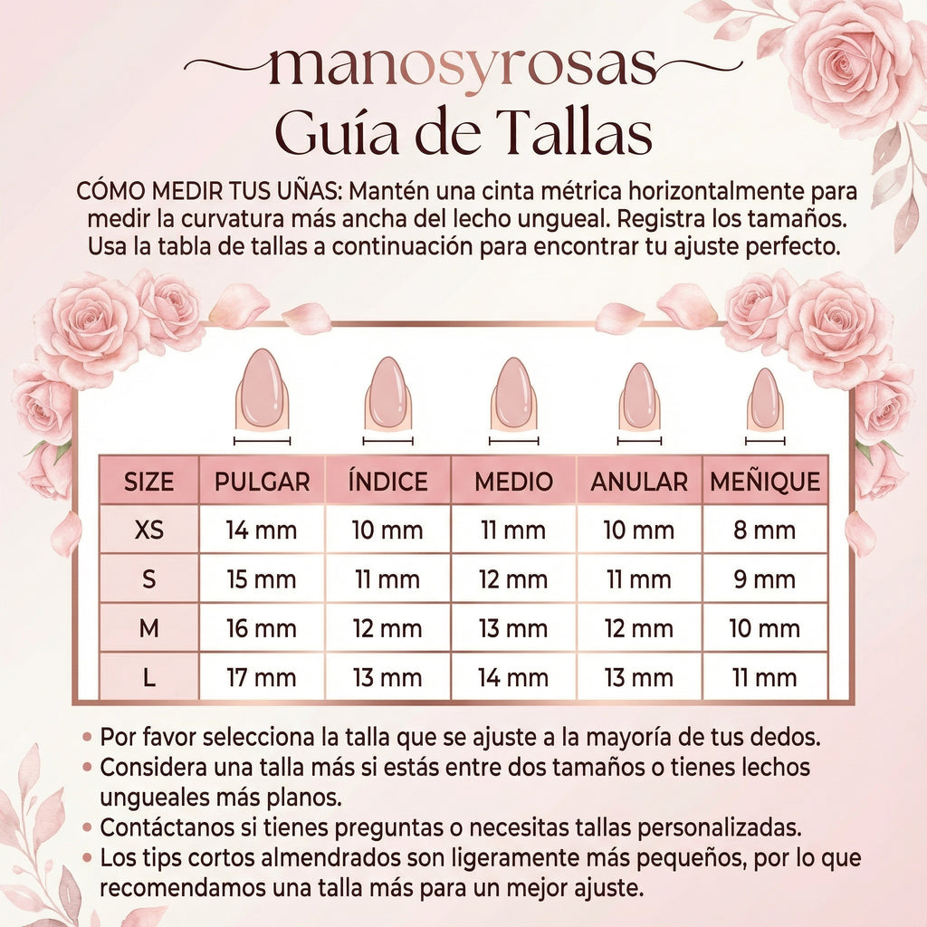 manosyrosas Size Chart - Nail Size Guide