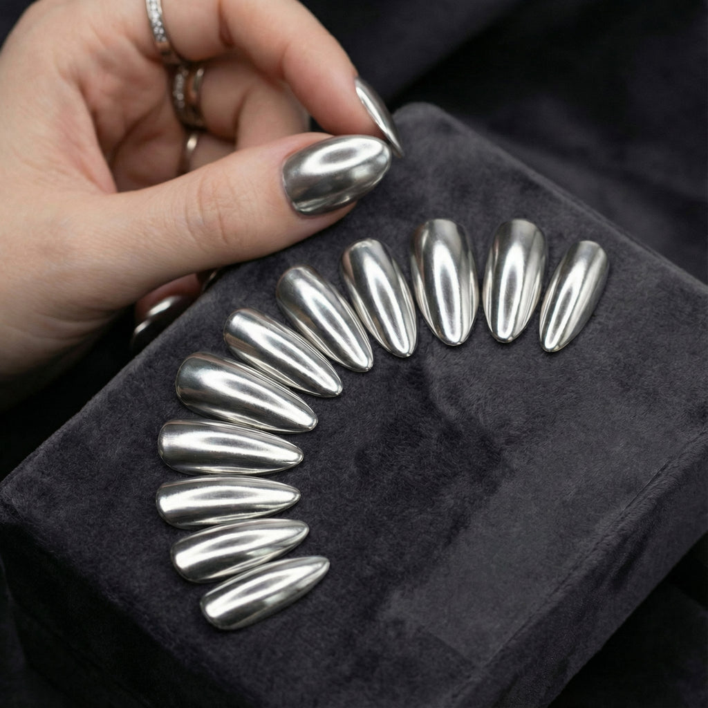 Mirror Chrome Silver Press-On Nails