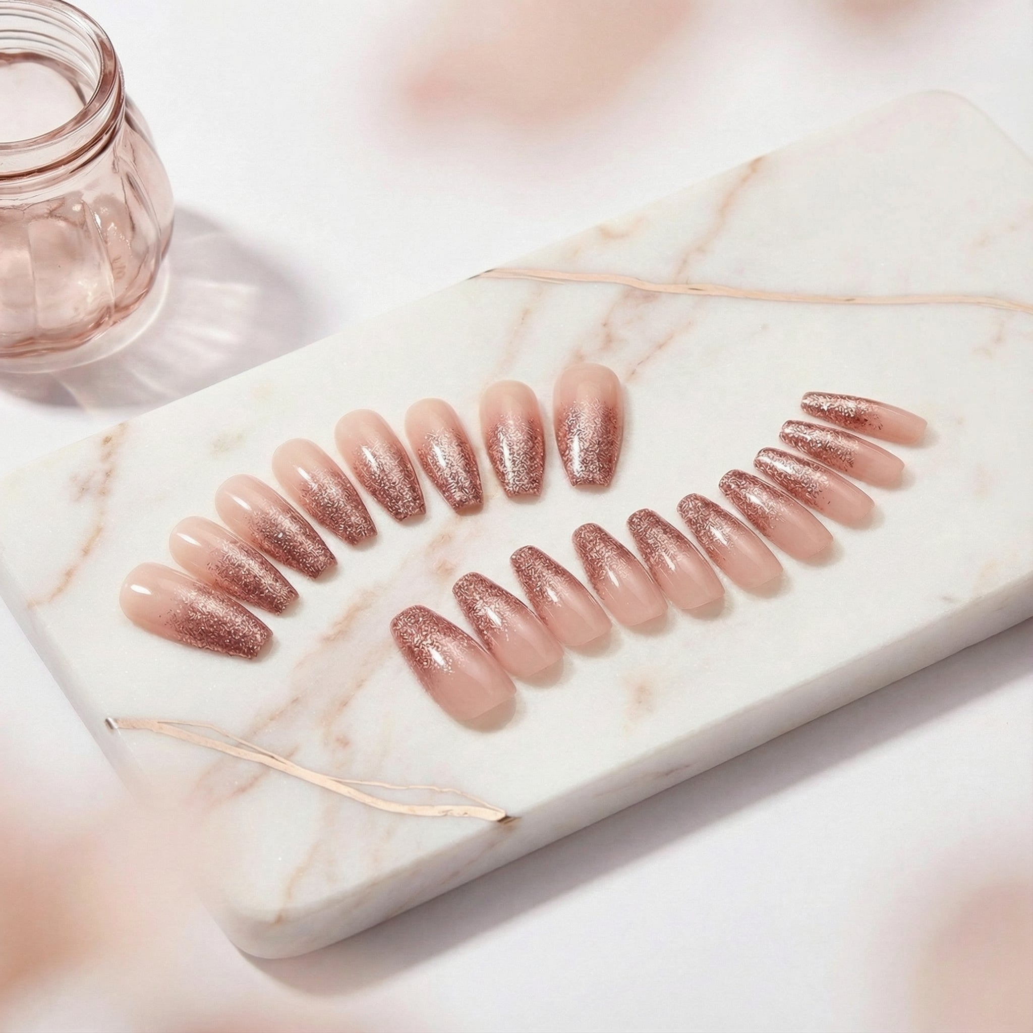 Rose Gold Glitter Ombre Press-On Nails