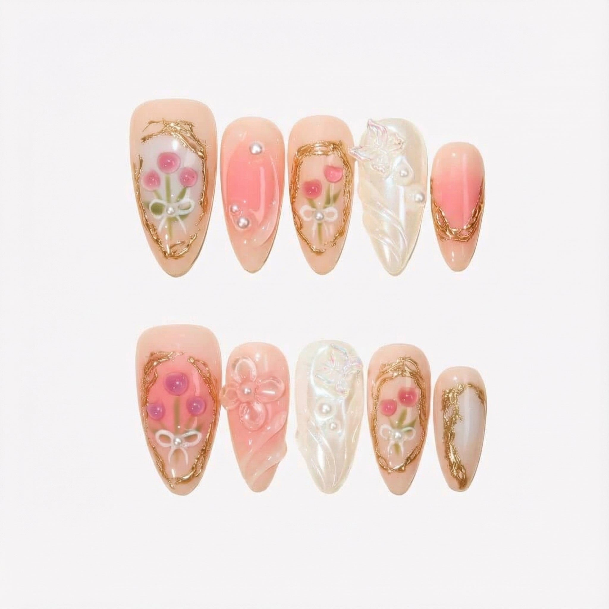 Spring Tulip Blossom press-on nails - main product view